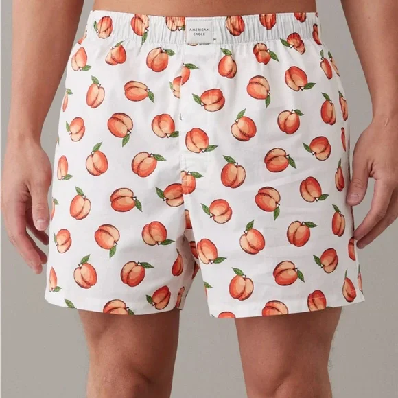 American Eagle White Boxers with Peach Print - Picture 1 of 6